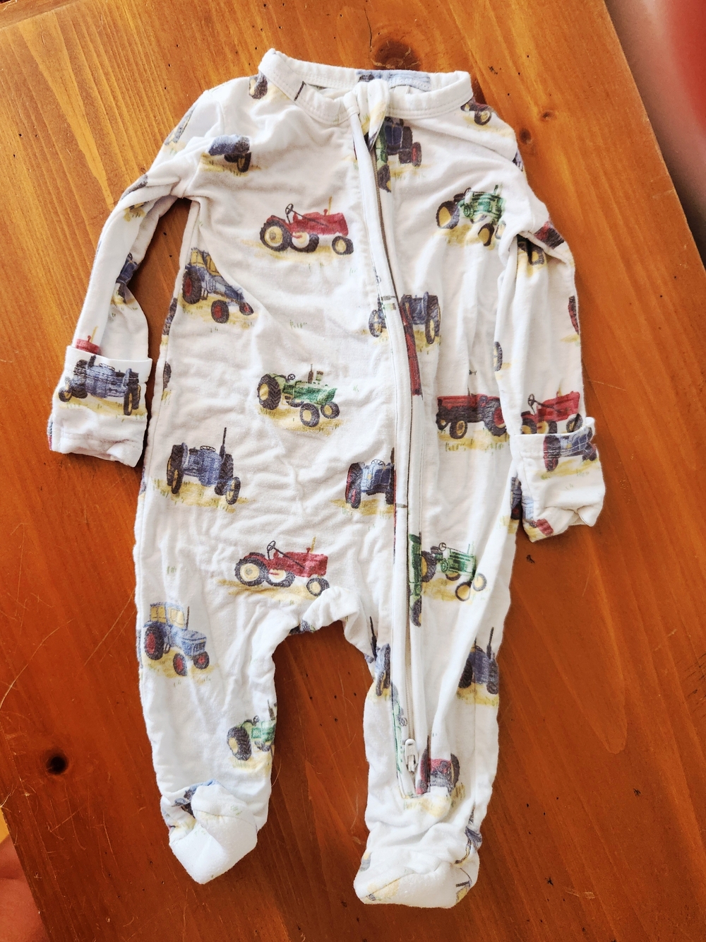 Angel Dear 0-3m Bamboo Tractor Print Footie